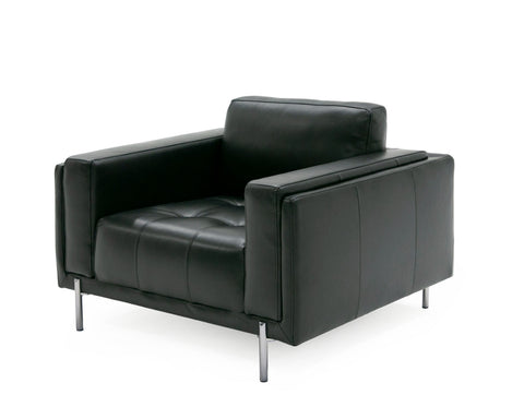 Divani Casa Schmidt Modern Black Leather Sofa & 2 Chairs Model VGKK-KF.7020-SET-BLK