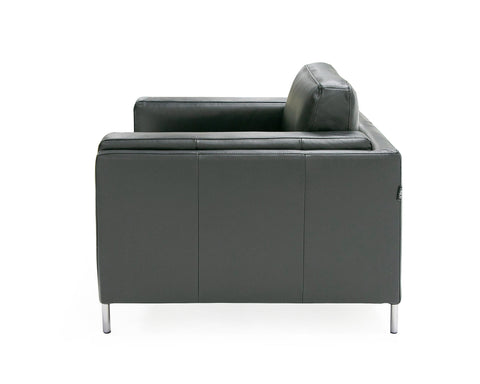 Divani Casa Schmidt Modern Black Leather Sofa & 2 Chairs Model VGKK-KF.7020-SET-BLK