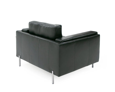 Divani Casa Schmidt Modern Black Leather Sofa & 2 Chairs Model VGKK-KF.7020-SET-BLK