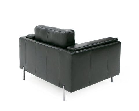 Divani Casa Schmidt Modern Black Leather Chair Model VGKK-KF.7020-CHR-BLK