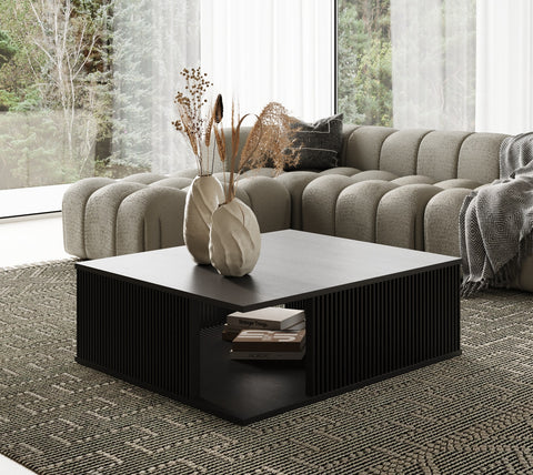 Modrest Alpine Modern Mid Century Black Ash Square Coffee Table Model VGDW-J5895-BLK
