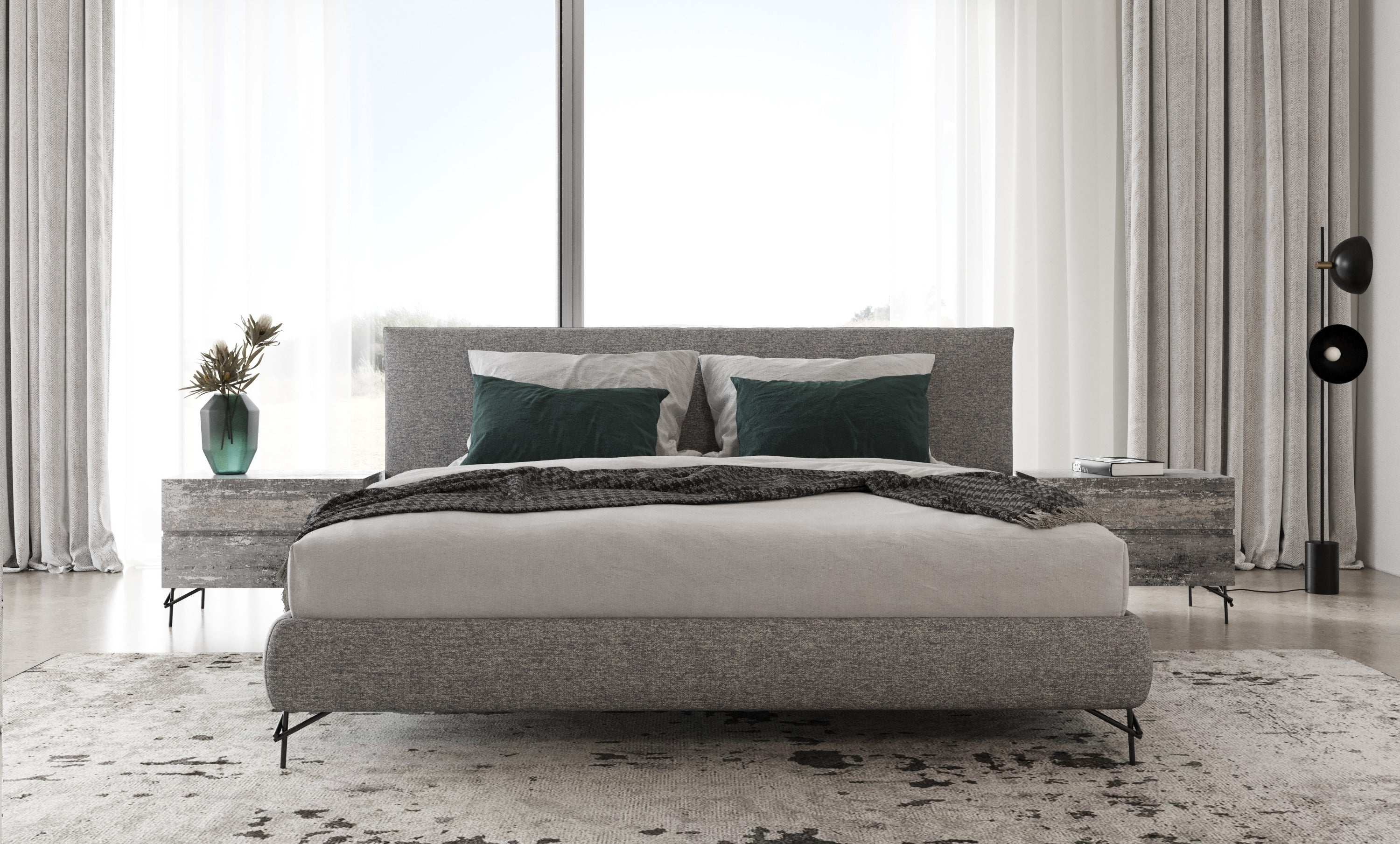 Nova Domus Aria Italian Modern Multi Grey Queen Bed And Two Nightstands Model VGAC-ARIA-BED-BN-Q