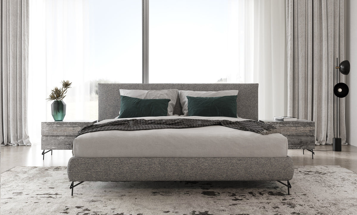 Nova Domus Aria Italian Modern Multi Grey Ek Bed And Two Nightstands Model VGAC-ARIA-BED-BN-EK