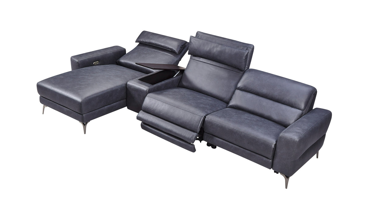 Divani Casa Laramie Modern Charcoal Grey Vegan Leather Left Facing Sectional With Power Recliners Model VGMB-R180-P1-GRY