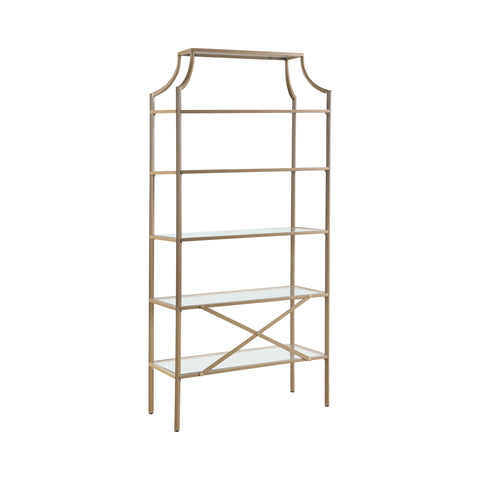 Coaster Serena 5-tier Tempered Glass Shelves Bookcase Matte Gold Model 804393