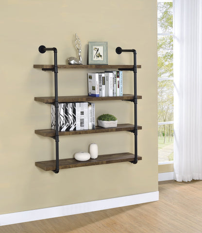 Coaster Elmcrest 40-inch Wall Shelf Black and Rustic Oak Model 804417