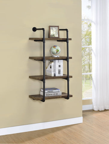 Coaster Elmcrest 24-inch Wall Shelf Black and Rustic Oak Model 804426