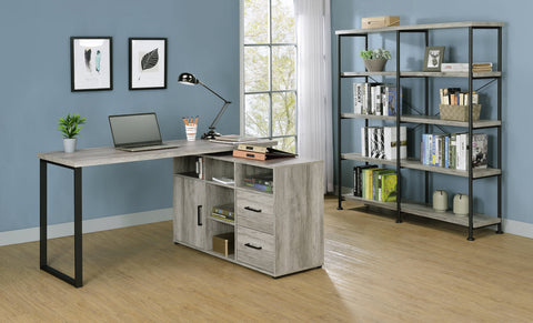 Coaster Hertford L-shape Office Desk with Storage Grey Driftwood Model 804462