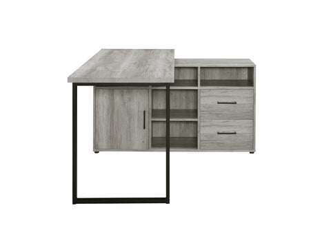 Coaster Hertford L-shape Office Desk with Storage Grey Driftwood Model 804462