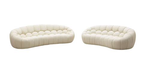 Divani Casa Yolonda Modern Curved Off White Fabric Sofa Set Model VGEV2126C-SET-C-00