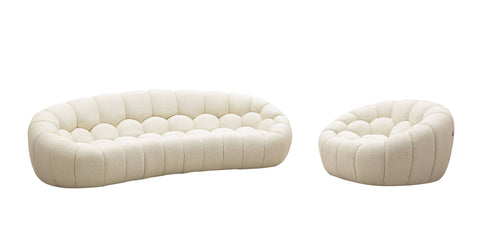 Divani Casa Yolonda Modern Curved Off White Fabric Sofa Set Model VGEV2126C-SET-C-00