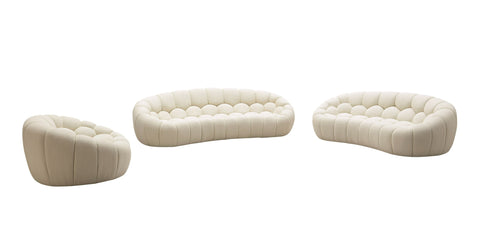 Divani Casa Yolonda Modern Curved Off White Fabric Sofa Set Model VGEV2126C-SET-C-00