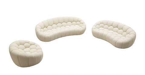 Divani Casa Yolonda Modern Curved Off White Fabric Sofa Set Model VGEV2126C-SET-C-00
