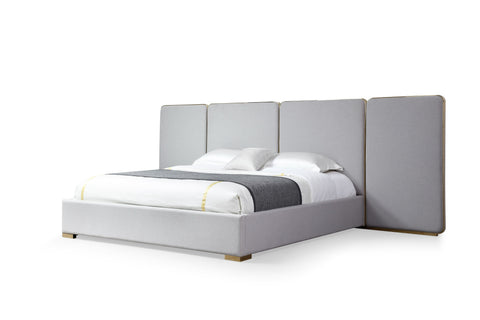 Modrest Athena & Rothsay Modern Grey Fabric & Wenge & Gold Bedroom Set Model VGVC-BD2233-SET