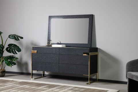 Modrest Athena & Rothsay Modern Grey Fabric & Wenge & Gold Bedroom Set Model VGVC-BD2233-SET