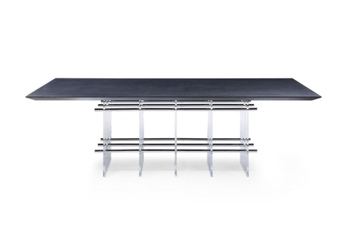 Modrest Inverness Contemporary Black Oak and Acrylic Dining Table