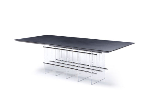 Modrest Inverness Contemporary Black Oak and Acrylic Dining Table