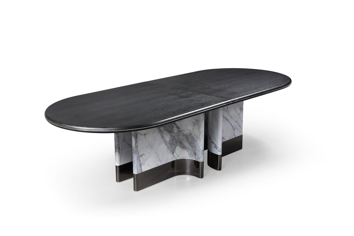 Modrest Renfew Modern Black Oak & Faux Marble Oval Dining Table Model VGVCT2203-DT