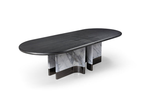 Modrest Renfew Modern Black Oak & Faux Marble Oval Dining Table Model VGVCT2203-DT
