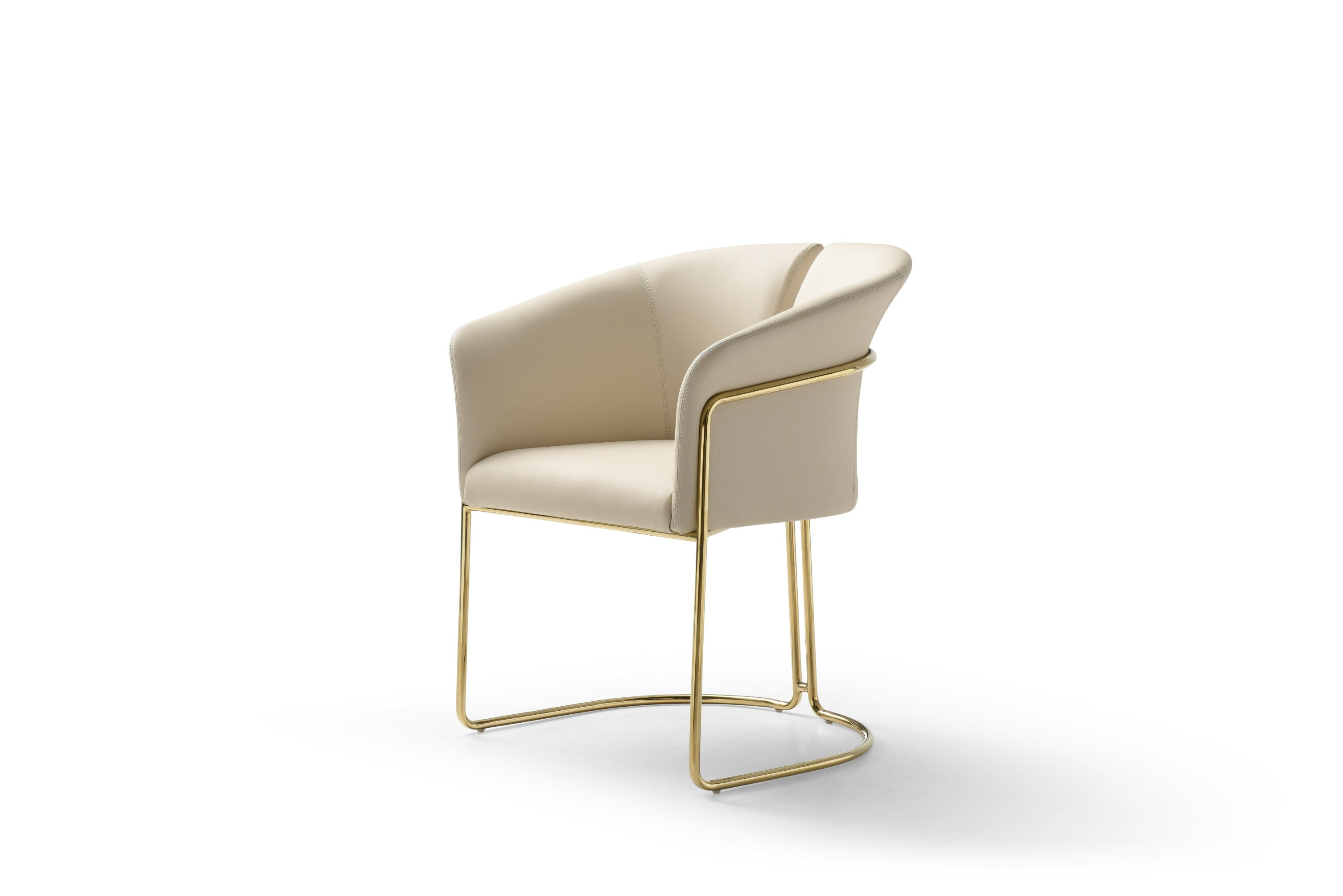 Modrest Renfew Modern Beige Vegan Leather & Champagne Gold Dining Chair Model VGVCB2278-BGE
