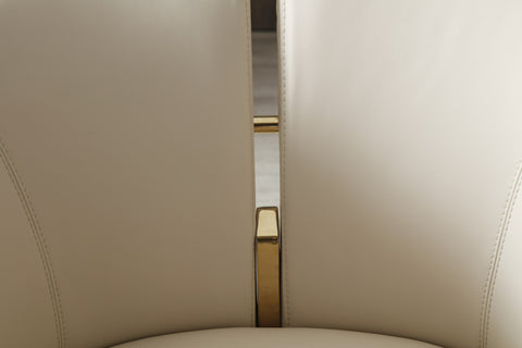 Modrest Renfew Modern Beige Vegan Leather & Champagne Gold Dining Chair Model VGVCB2278-BGE