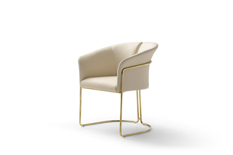 Modrest Renfew Modern Beige Vegan Leather & Champagne Gold Dining Chair Model VGVCB2278-BGE