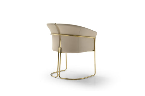 Modrest Renfew Modern Beige Vegan Leather & Champagne Gold Dining Chair Model VGVCB2278-BGE