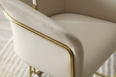 Modrest Renfew Modern Beige Vegan Leather & Champagne Gold Dining Chair Model VGVCB2278-BGE