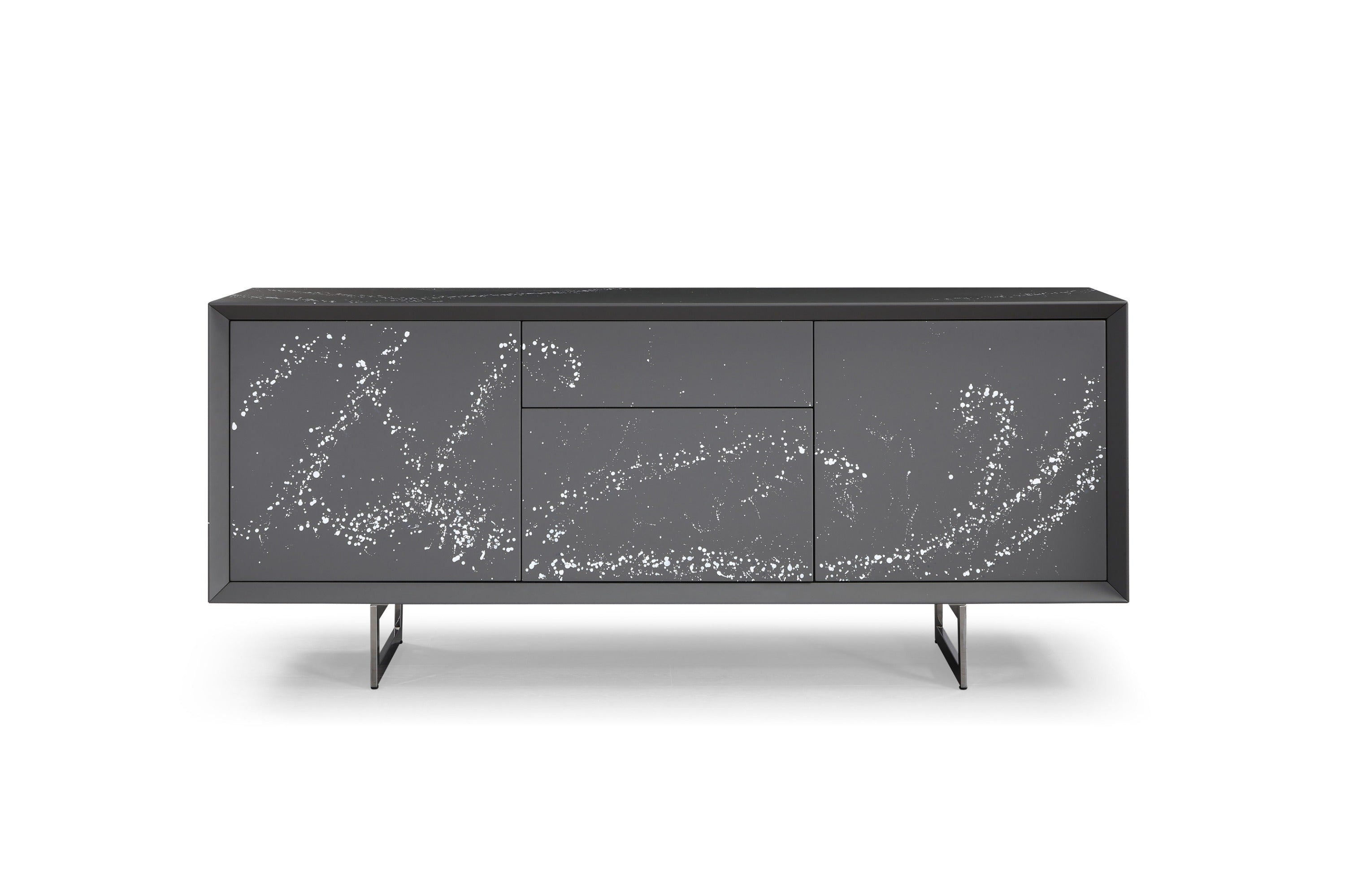 Modrest Hawick Contemporary Dark Grey & Abstract White Paint Buffet Model VGVCG2172-GRY
