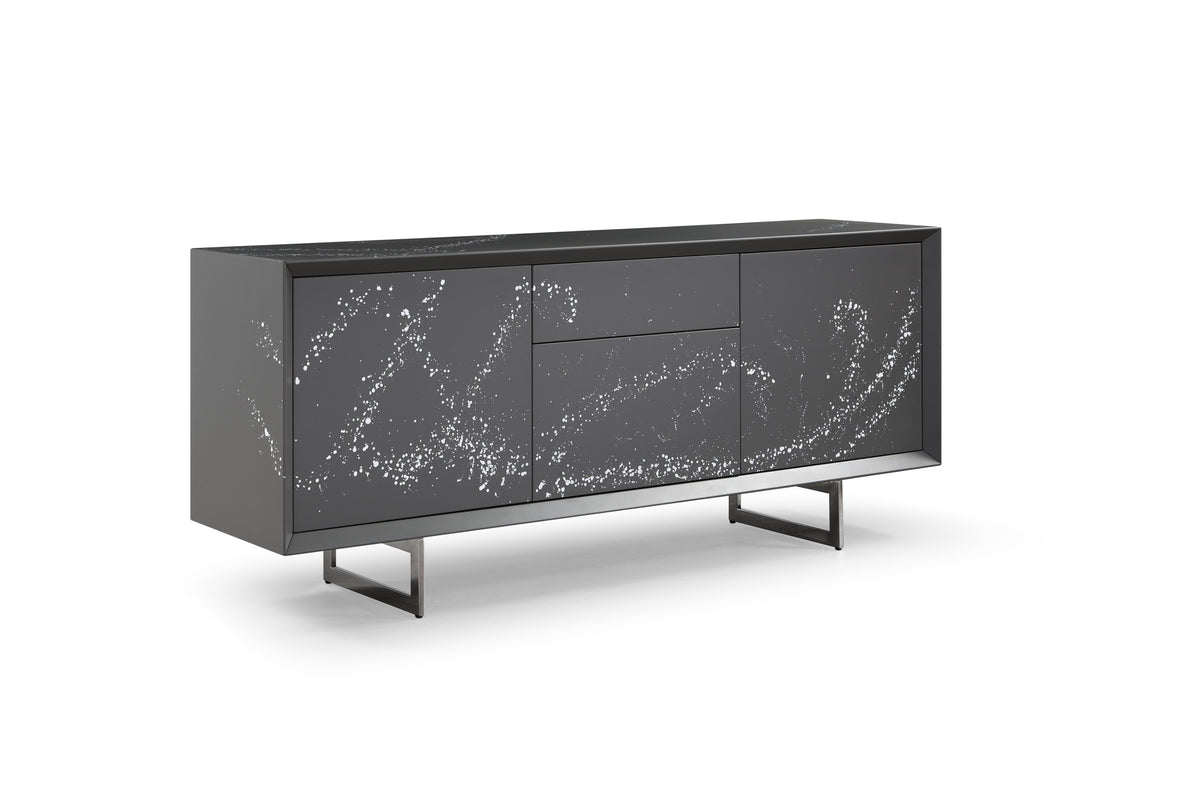 Modrest Hawick Contemporary Dark Grey & Abstract White Paint Buffet Model VGVCG2172-GRY