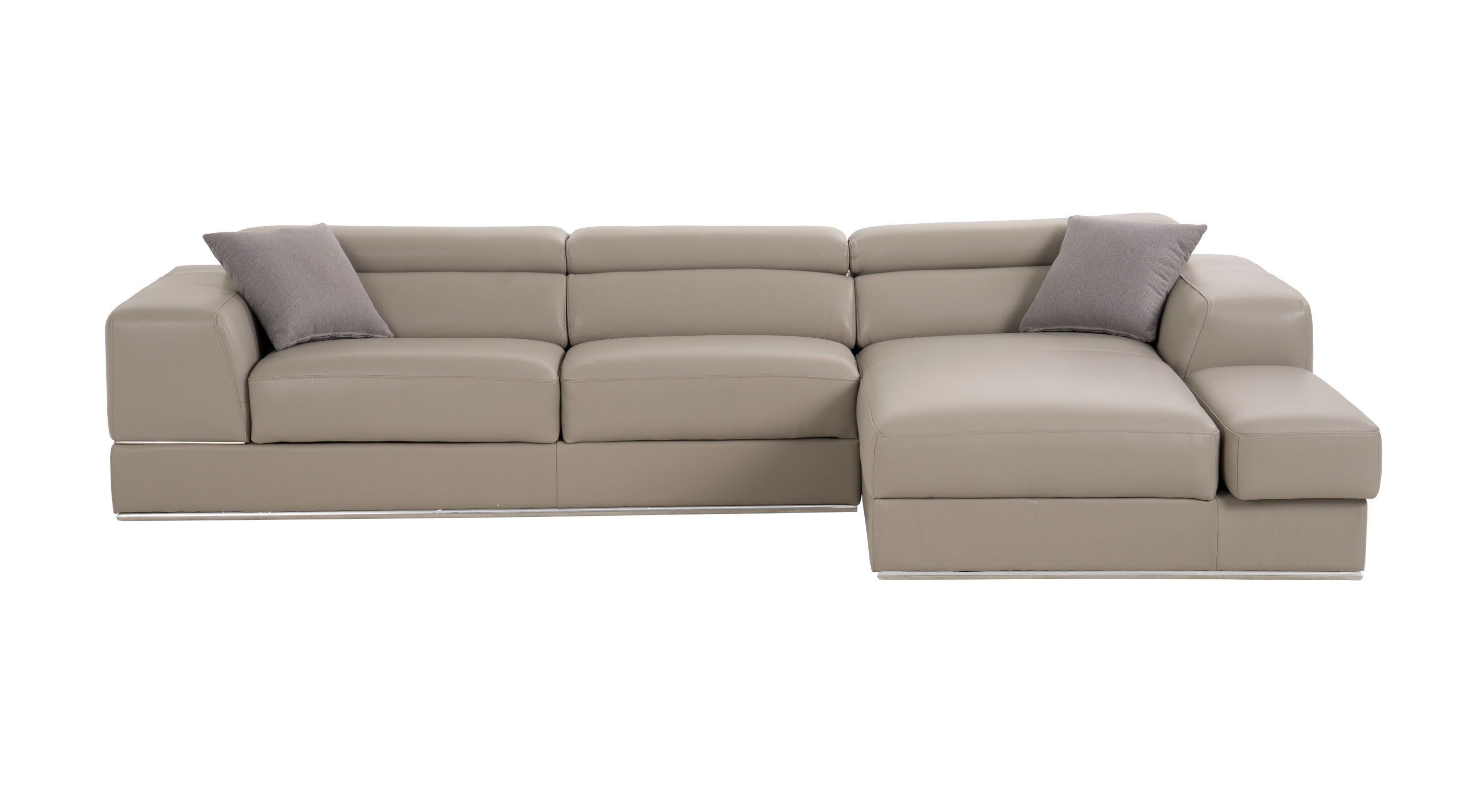 Divani Casa Pella Mini Modern Grey Italian Leather Right Facing Chaise Sectional Sofa Model VGCA5106A-GRY-RAF