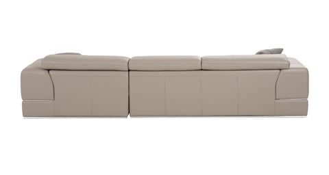 Divani Casa Pella Mini Modern Grey Italian Leather Right Facing Chaise Sectional Sofa Model VGCA5106A-GRY-RAF