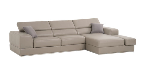 Divani Casa Pella Mini Modern Grey Italian Leather Right Facing Chaise Sectional Sofa Model VGCA5106A-GRY-RAF