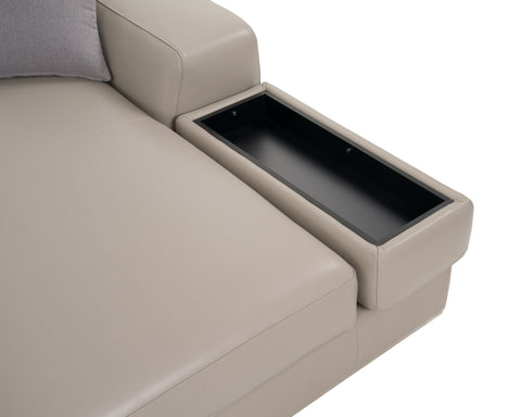 Divani Casa Pella Mini Modern Grey Italian Leather Right Facing Chaise Sectional Sofa Model VGCA5106A-GRY-RAF