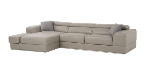 Divani Casa Pella Mini Modern Grey Italian Leather Left Facing Sectional Sofa Model VGCA5106A-GRY-LAF