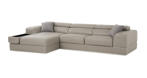 Divani Casa Pella Mini Modern Grey Italian Leather Left Facing Sectional Sofa Model VGCA5106A-GRY-LAF