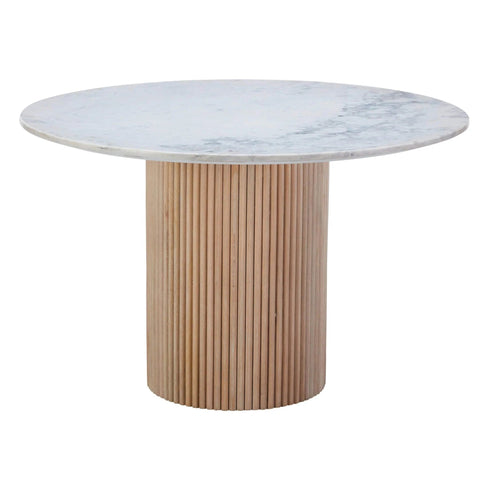 Modrest Cambridge White Marble & Mango Round Dining Table