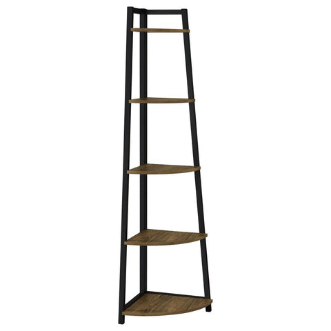 Coaster Jacksonville 5-tier Corner Bookcase Aged Walnut Model 805497