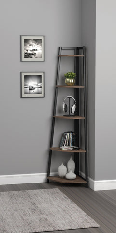 Coaster Jacksonville 5-tier Corner Bookcase Aged Walnut Model 805497