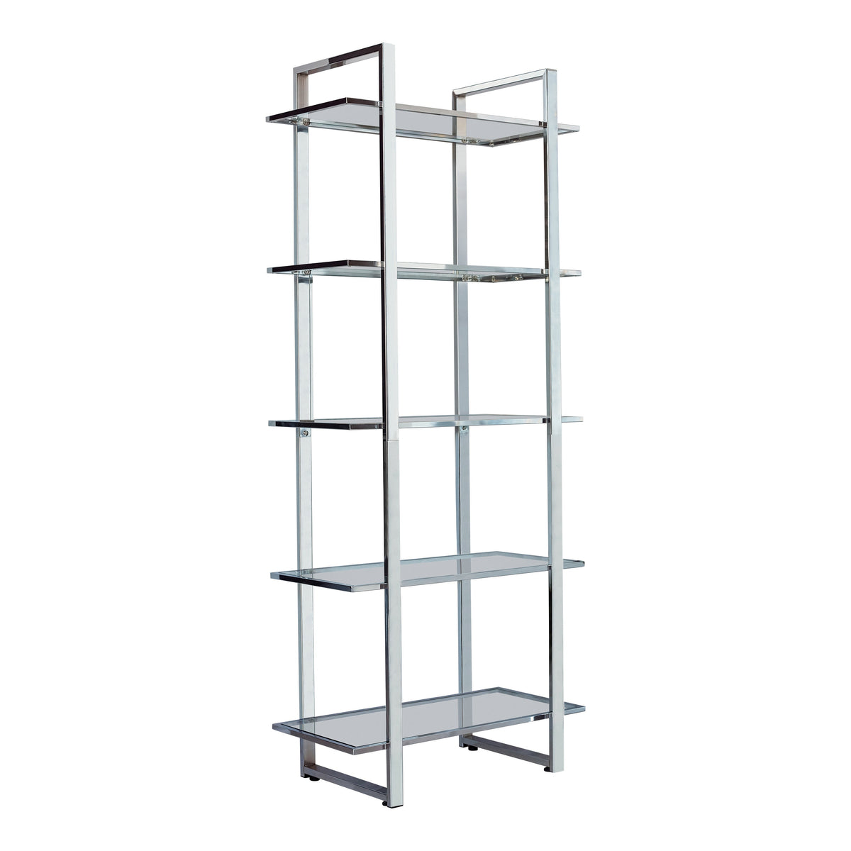 Coaster Hartford Glass Shelf Bookcase Chrome Model 805538