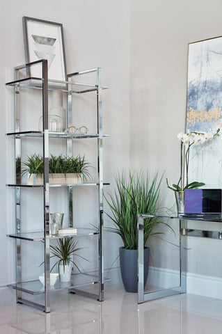 Coaster Hartford Glass Shelf Bookcase Chrome Model 805538