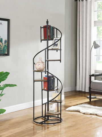 Coaster Roseglen 8-shelf Staircase Bookcase Rustic Brown and Black Model 805675