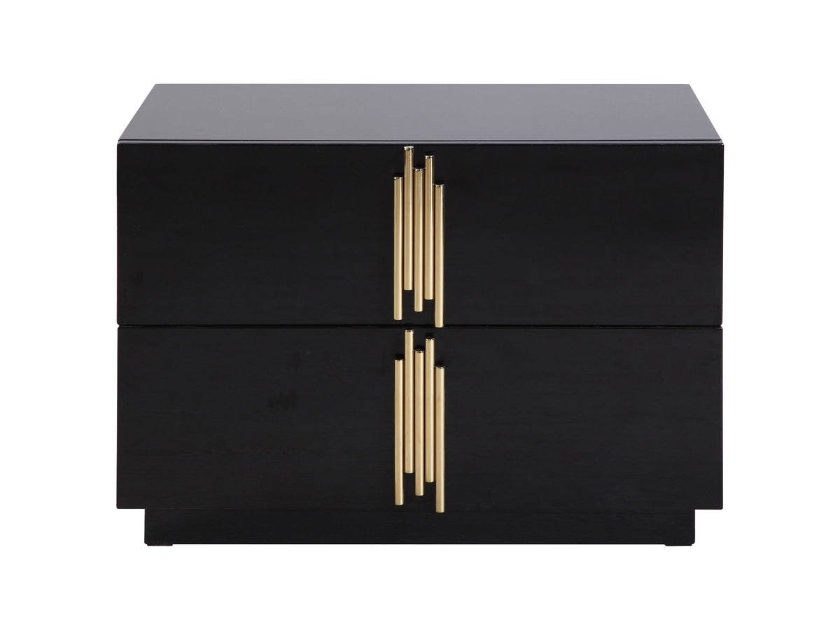Modrest Token Modern Black & Gold Wide Nightstand Model VGVC-N815-L-BLK