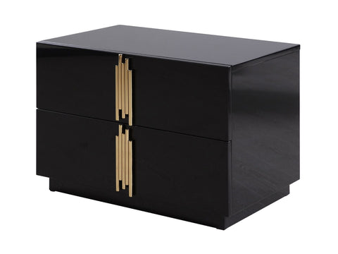 Modrest Token Modern Black & Gold Wide Nightstand Model VGVC-N815-L-BLK