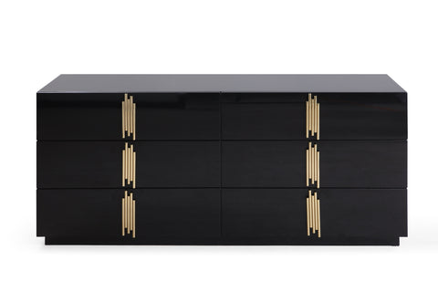 Modrest Token Modern Black & Gold Wide Dresser Model VGVC-J815-D-L-BLK