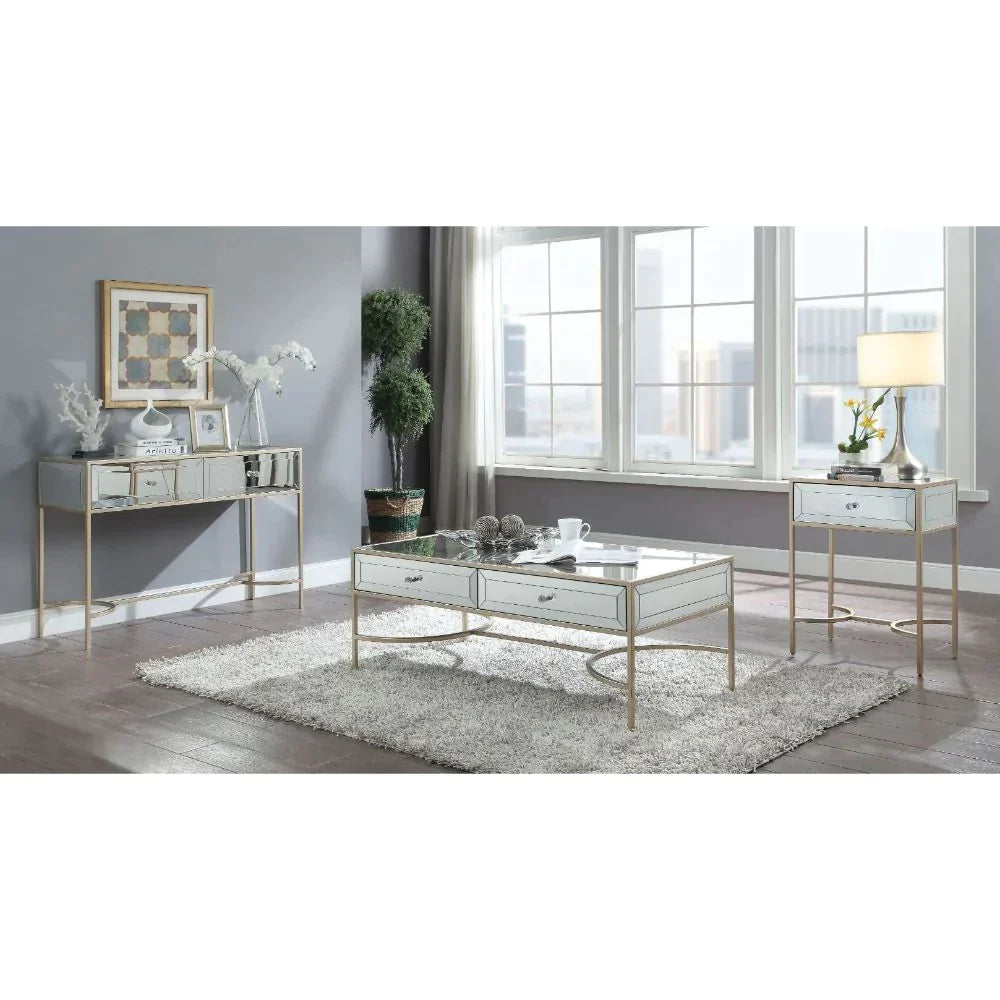 Wisteria Mirrored & Rose Gold Coffee Table Model 80605 By ACME Furniture