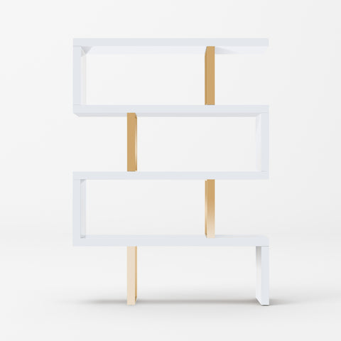 Modrest Maze Modern White & Gold Bookcase Model VGBB-MD105-WHTGLD