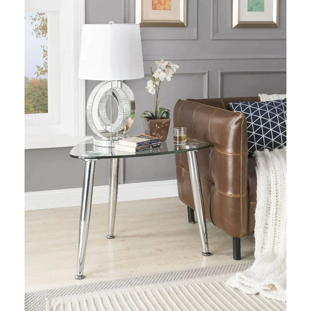 Phlox Chrome & Clear Glass End Table Model 80642 By ACME Furniture