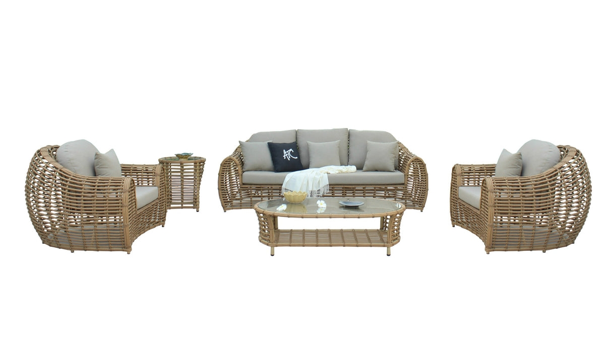 Renava Sandra Outdoor Beige Wicker End Table Model VGAT-RASF-227-END