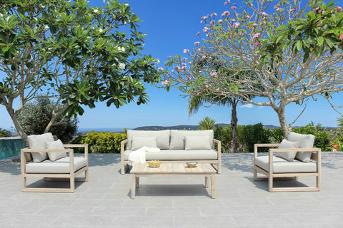 Renava Calm Outdoor Grey With Acacia Sofa Set